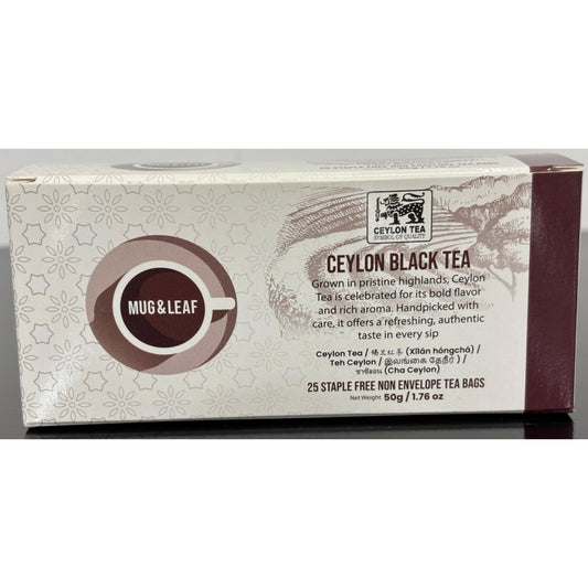 Mug & Leaf Ceylon Black Tea, 25 Count Tea Bags